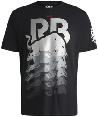 HUGO Men's F1 2024 Racing Bull Team All Over Logo Tshirt, Black